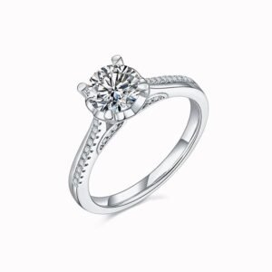 White Sapphire Ring in 10K White Gold